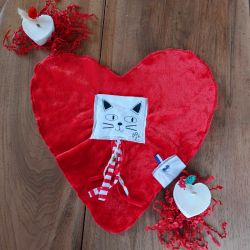 Doudou Dodyz coeur rouge chat